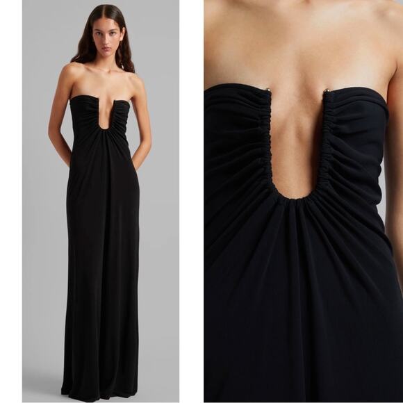 Christopher Esber Arced Palm Strapless Black Maxi Dress Size 6 - Picture 3 of 11